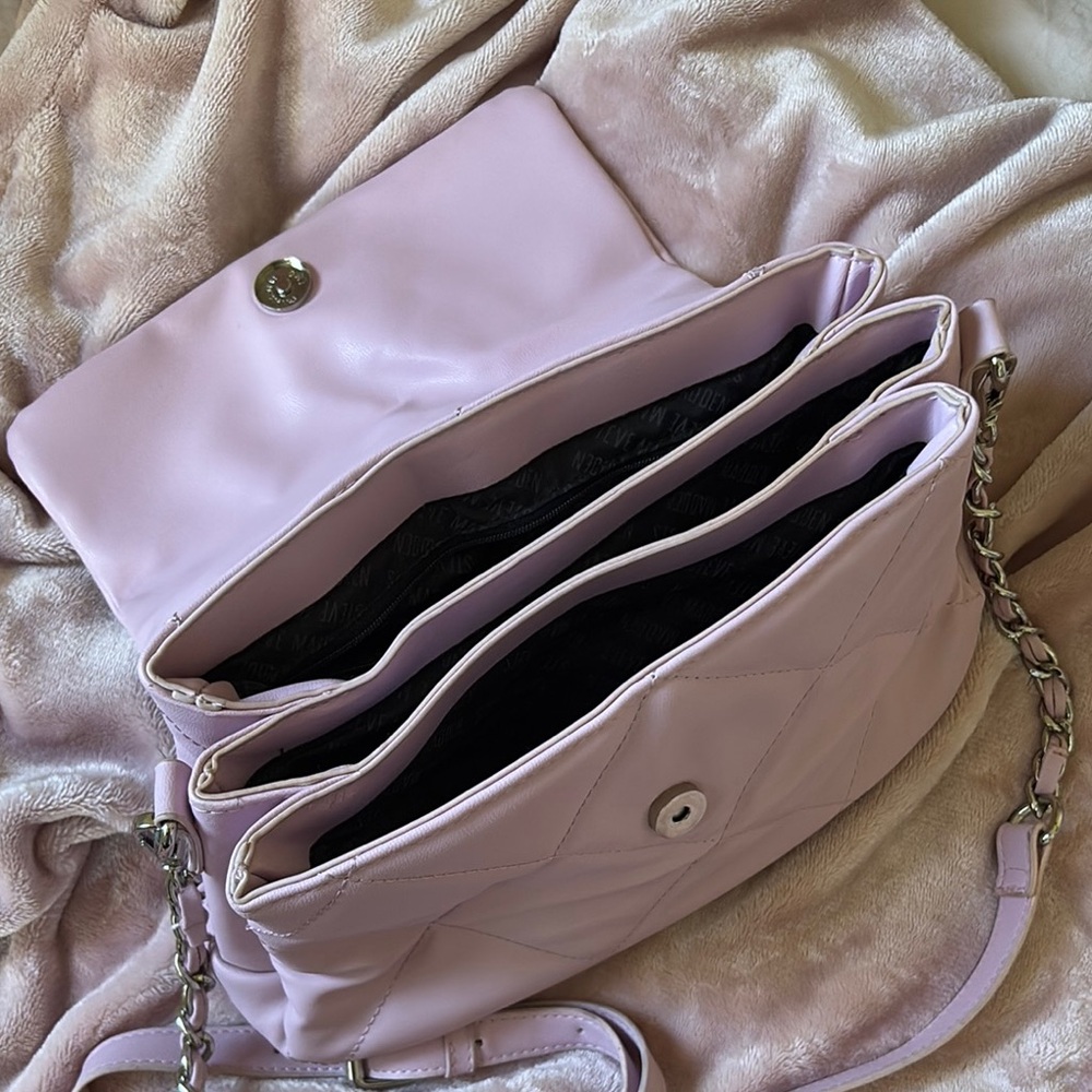 Steve Madden Quilted Pink Crossbody Bag with Chain Accent - Picture 7 of 9